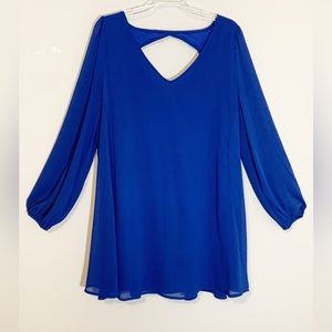 Entro (size M) Cobalt Blue Longsleeve, Flowy Vneck Blouse